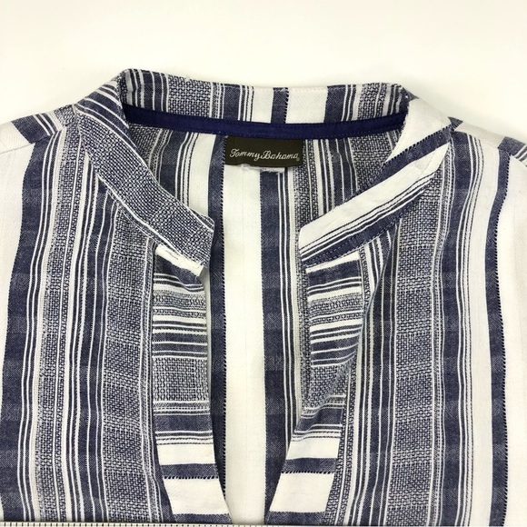 Tommy Bahama navy white tunic beach dress Small-Medium fringe - Picture 3 of 8
